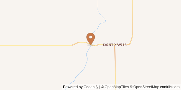 Map of Bighorn River at bridge, at St. Xavier, MT