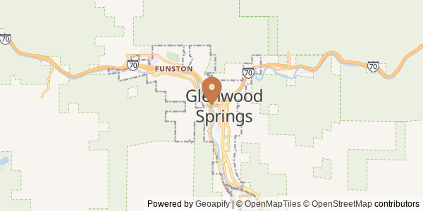 Map of Roaring Fork River at Glenwood Springs, CO