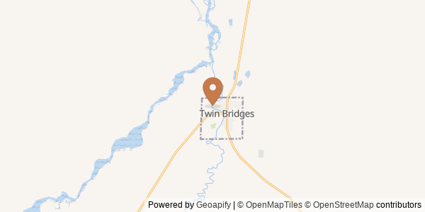 Map of Beaverhead River at Twin Bridges, MT