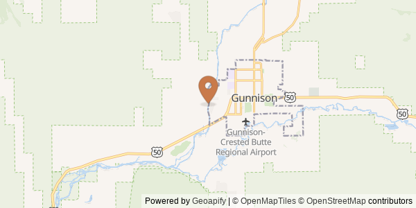 Map of Gunnison River near Gunnison, CO